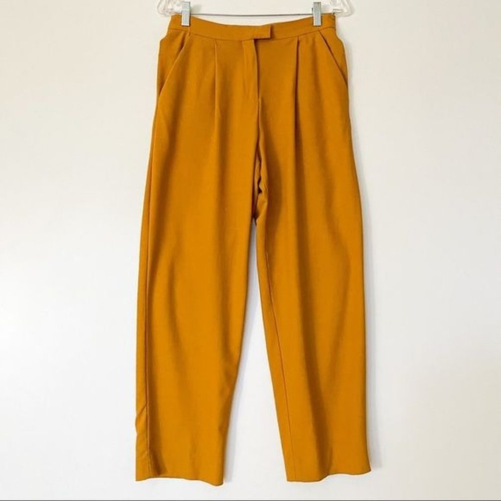 NEW COS Wool Blend Pleated Pants 4 Mustard